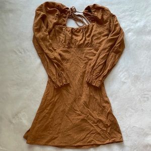Forever 21 Tan Backless Long Sleeve Dress: Size S